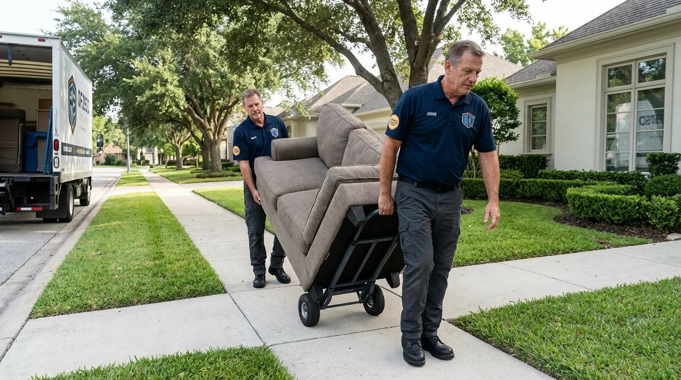 Local residential moving crew loading furniture in Glenwood, IA