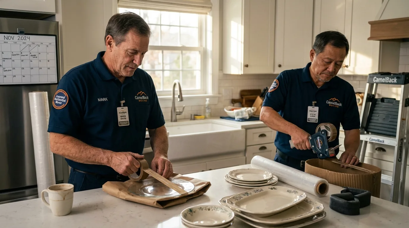 Professional crew packing kitchen dishware in Glenwood, IA